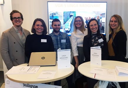 Robin Back, Irma Ganibegovic, Lars Åkersjö, Caroline Fruberg, Elsa Beckman och Elin Jakobsson deltog på förra årets regiongemensamma chefsdag. Där berättade de om hur det är att vara ung rådgivare i VGR.