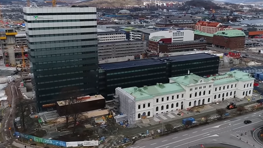 Flygfoto över regionens hus i Göteborg