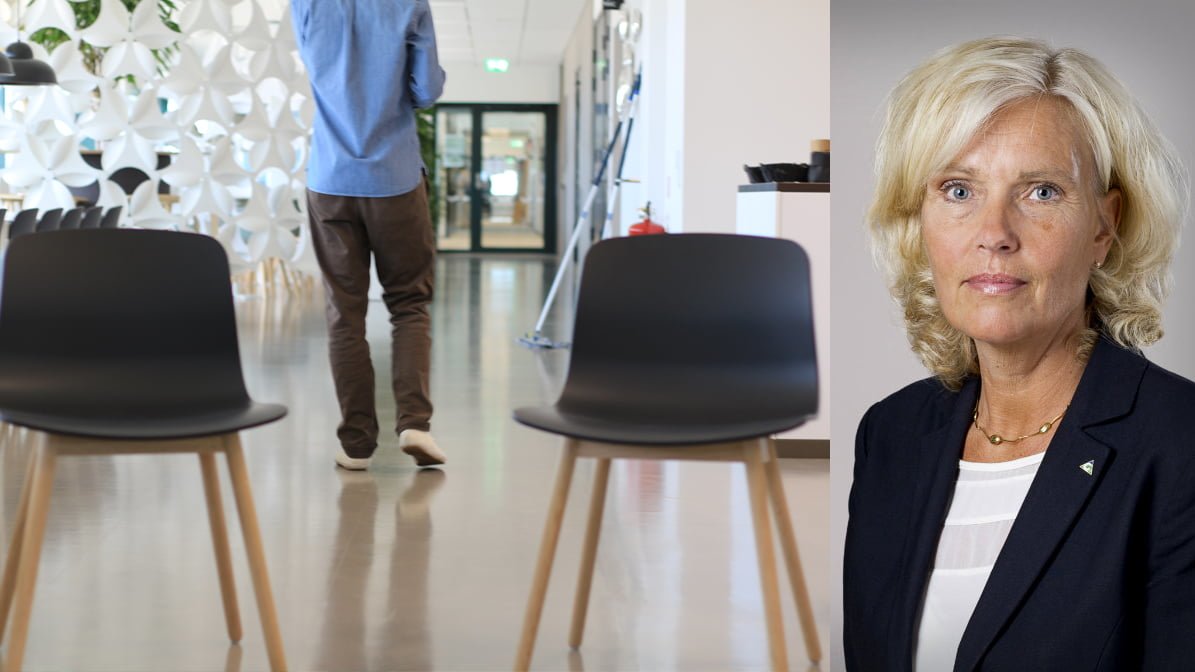 Bild på två stolar och hälso- och sjukvårdsdirektör Ann Söderström