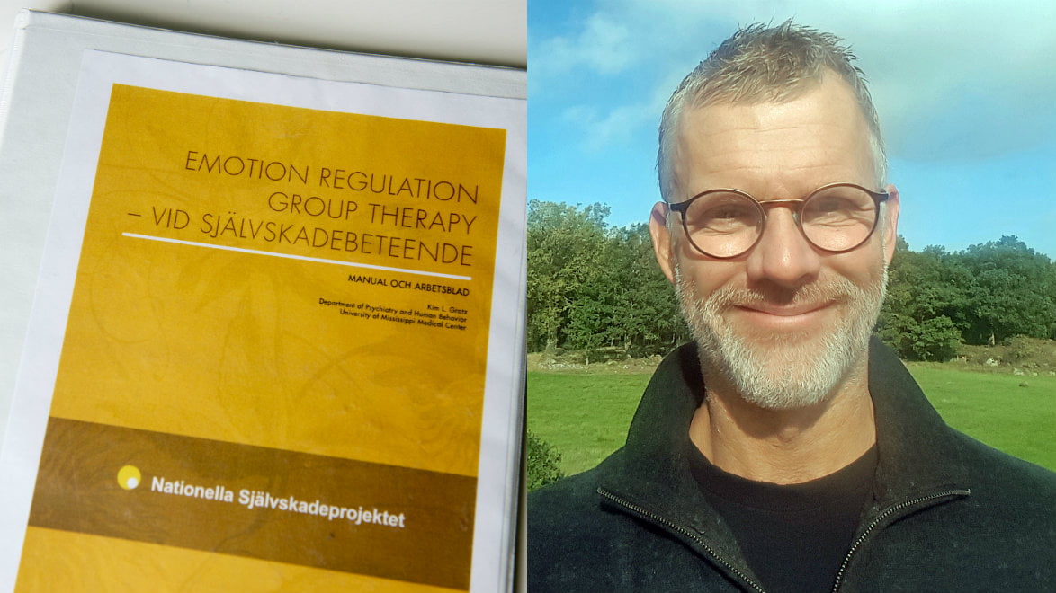 Magnus Skog, sektionschef vid vuxenpsykiatrin på Södra Älvsborgs sjukhus har i många år jobbat med ett nationellt projekt mot självskador. Nu gläds han åt att VGR kan erbjuda hjälp åt allt fler. Foto: Kent Eng och privat.