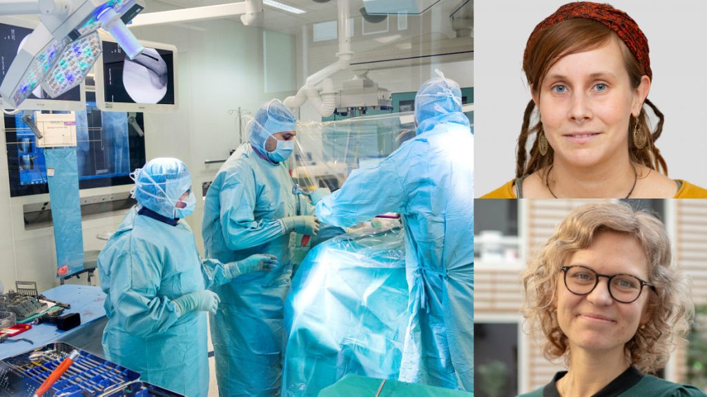 Engångsmaterial vid operationer är en av orsakerna till sjukvårdens klimatpåverkan berättar regionutvecklare Hanna Sand Lindskog och Anna Teghammar .