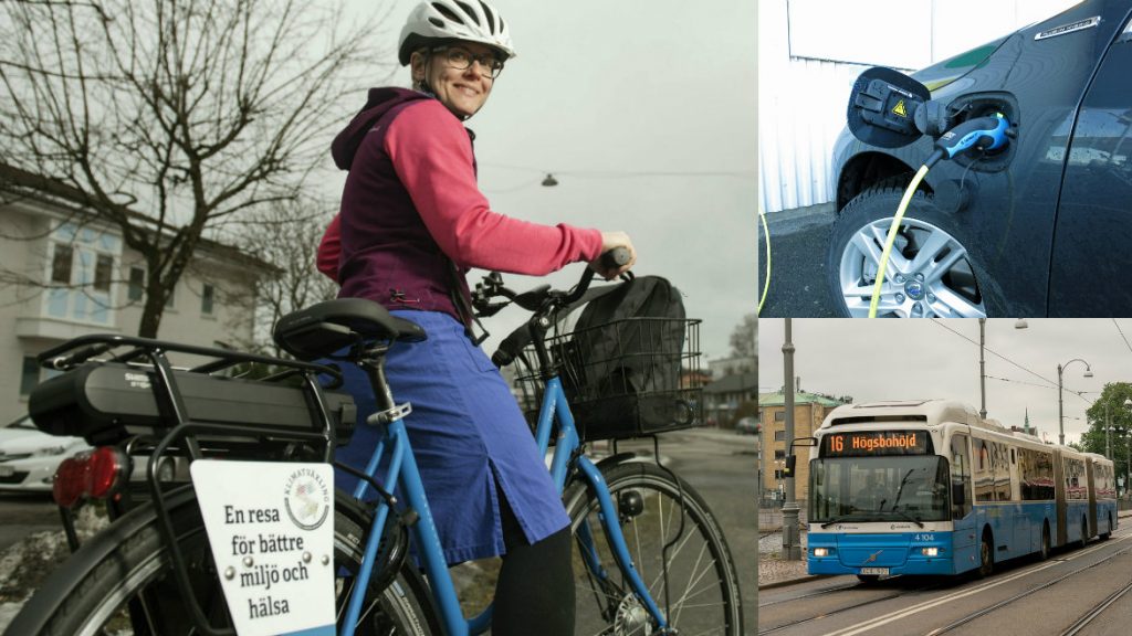 Louise Solar tar gärna elcykeln när hon besöker sina patienter. Men är det verkligen hälsosamt? Löser gratis kollektivtrafik alla problem och är det verkligen bättre att tanka el än bensin? Foto: Anna Rehnberg, Kenny Stolpe och Martina Koch.