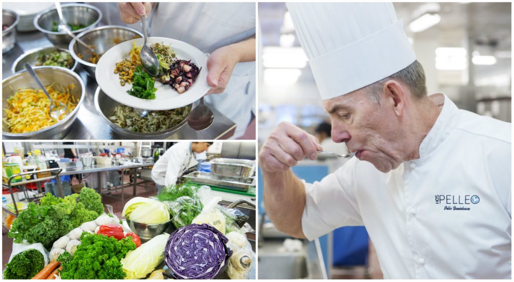 Kocken Pelle Danielsson, olika sorters grönsaker och en smaktallrik. mat. Foto: Kent Eng