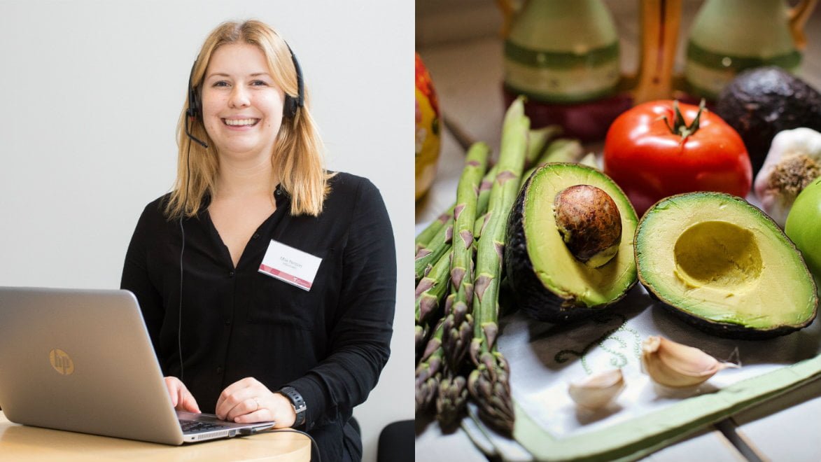 En hälsocoach och grönsaker.