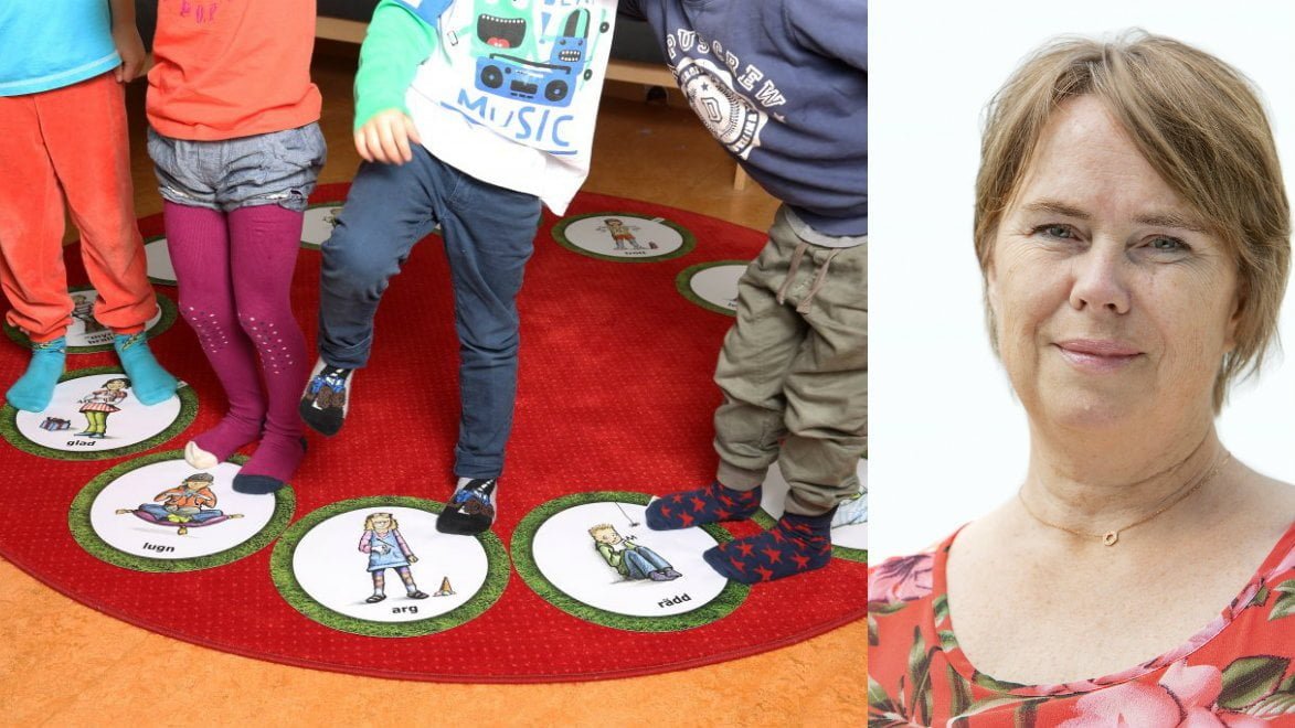 Annika Melins företag Språkbussen är ett av många företag som fått stöd från VGR. På mattorna ”Mina känslor” kan barn som inte kan berätta verbalt hur de känner sig istället uttrycka sin sinnesstämning genom att ställa sig på rätt bild. Fotograf Karin Mönefors