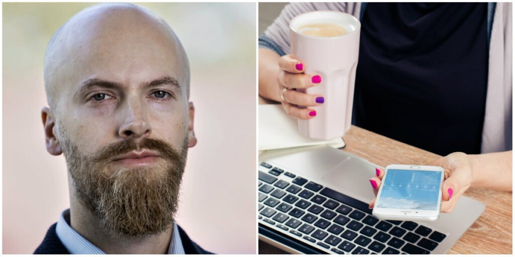 Anders Carlander, forsdkare och en kvinna som använder mobiltelefon