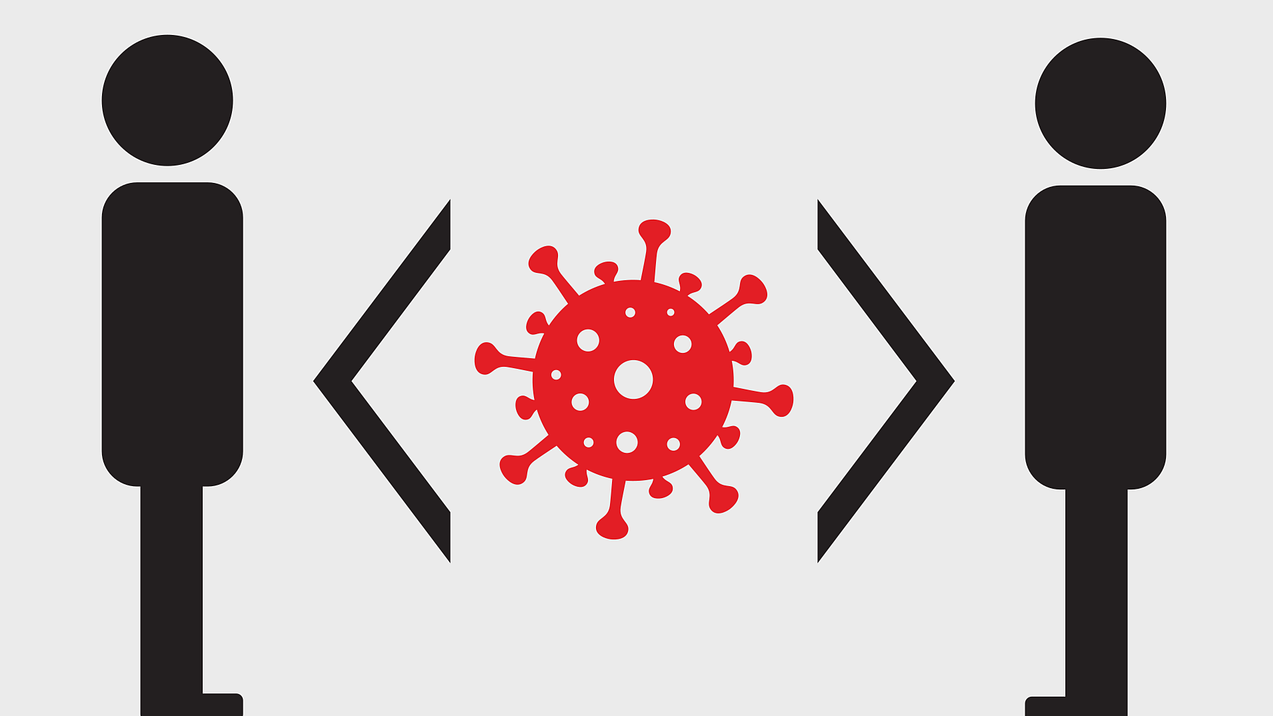 Ritade figurer som håller avstånd