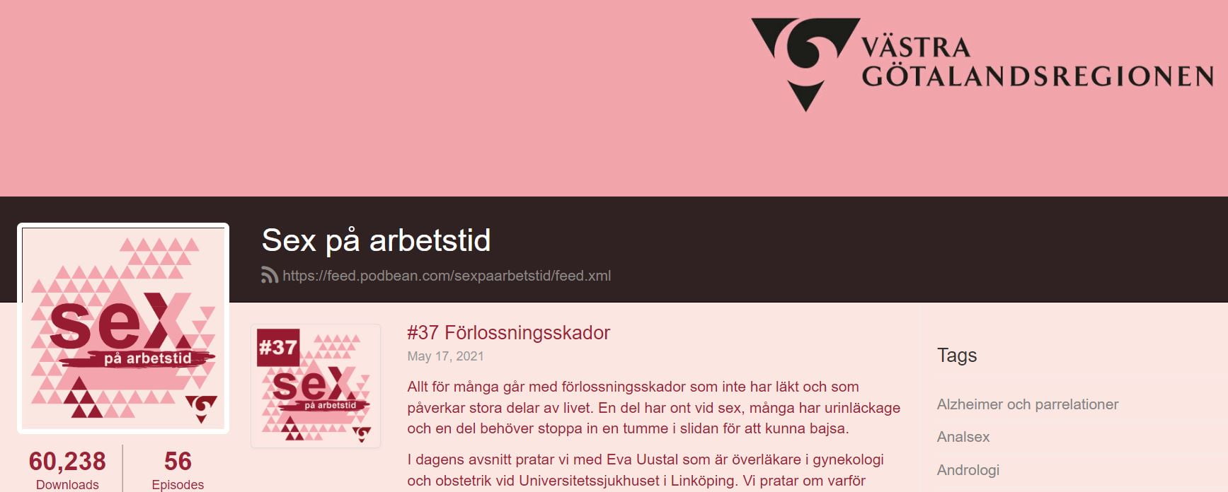 bilden visar poddens webbplats