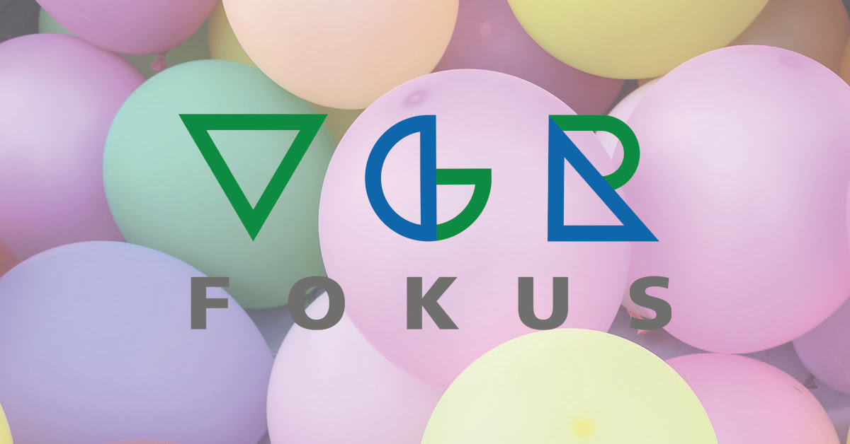VGRfokus logotyp och ballonger
