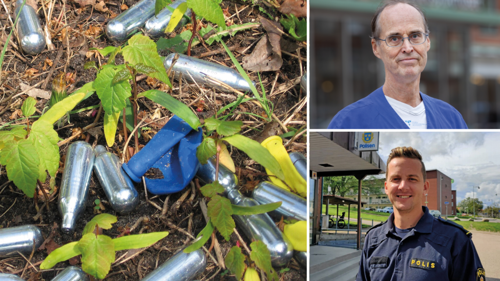 Lustgaspatroner och en ballong