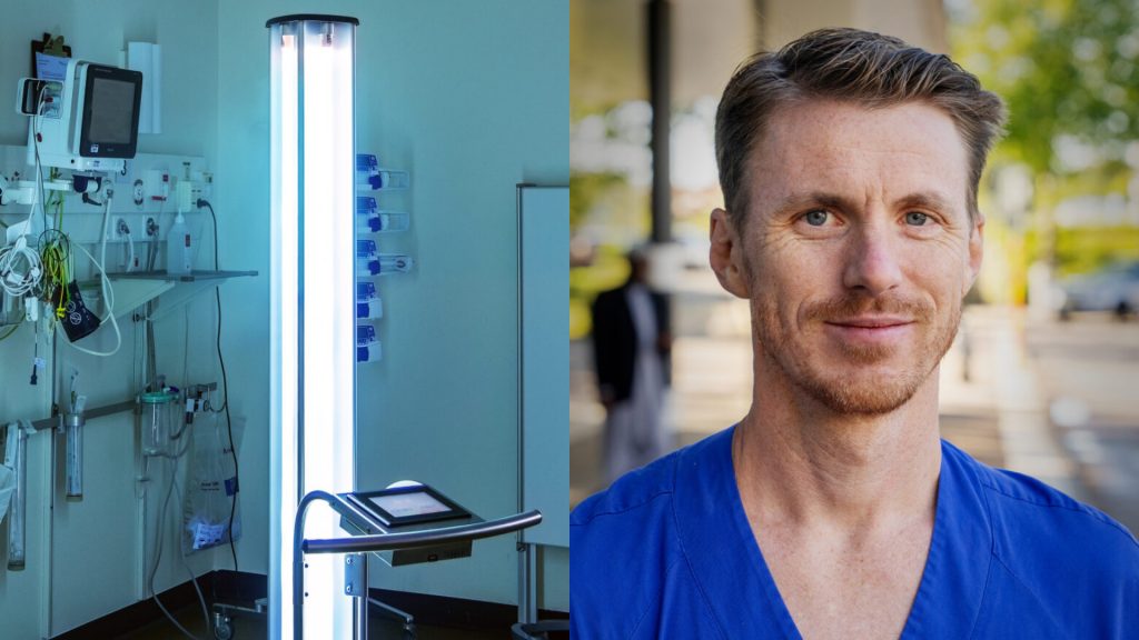 Inom intensivvården på Östra sjukhuset testar Martin Jonsson och hans kollegor just nu att använda UV-C-ljus som städhjälp i lokalerna. Fotograf/Källa: Johanna Ewalds St Michaels