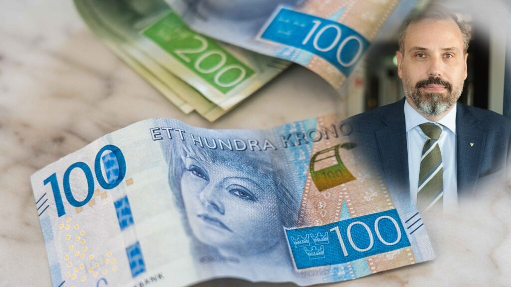 Bildmontage som visar sedlar och regiondirektören